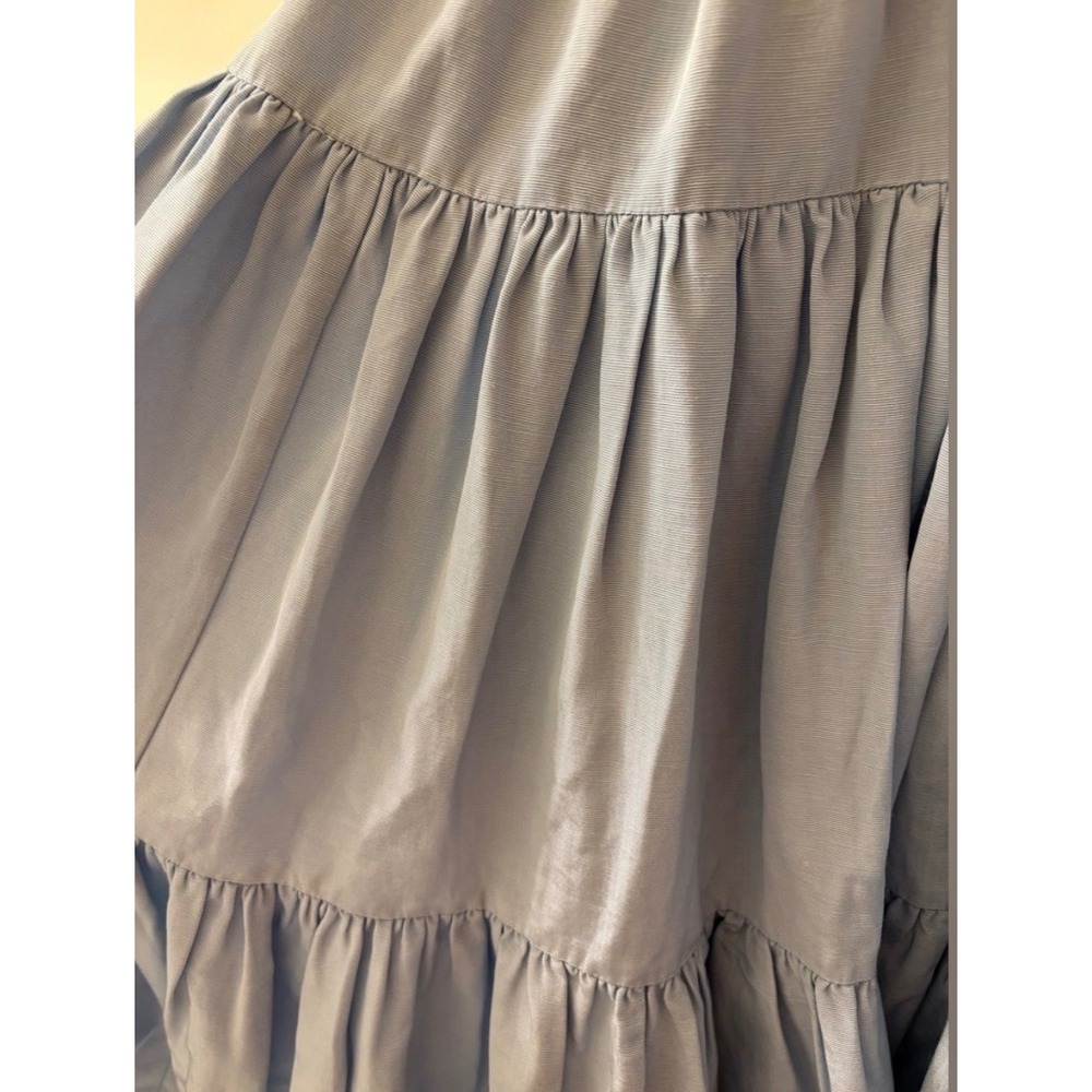 Batsheva Tiered Midi Skirt Size 12 Blue Elastic Waist Made in USA MSRP $395 - Picture 5 of 5